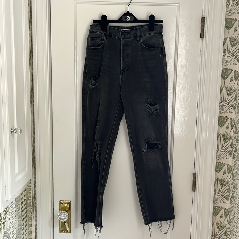 black Pacsun high-rise straight leg ripped jeans